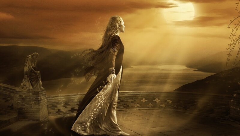 woman in golden light