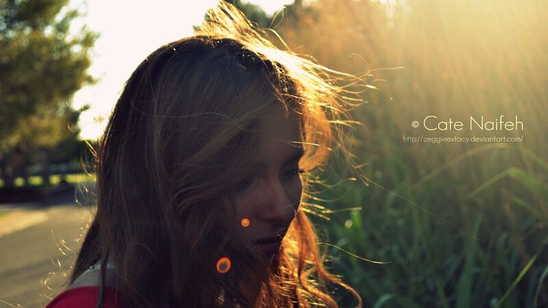 woman in golden sunlight