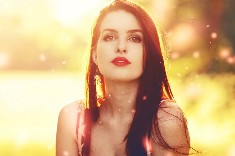 woman in golden sunlight