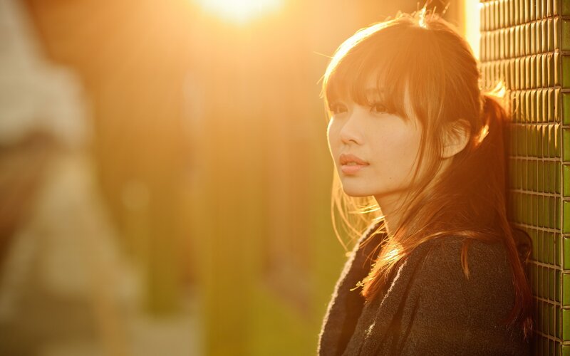 woman in golden sunlight