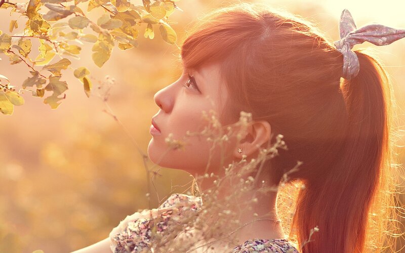 woman in golden sunlight