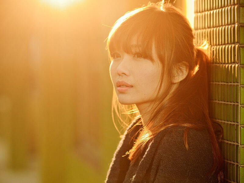 woman in golden sunlight