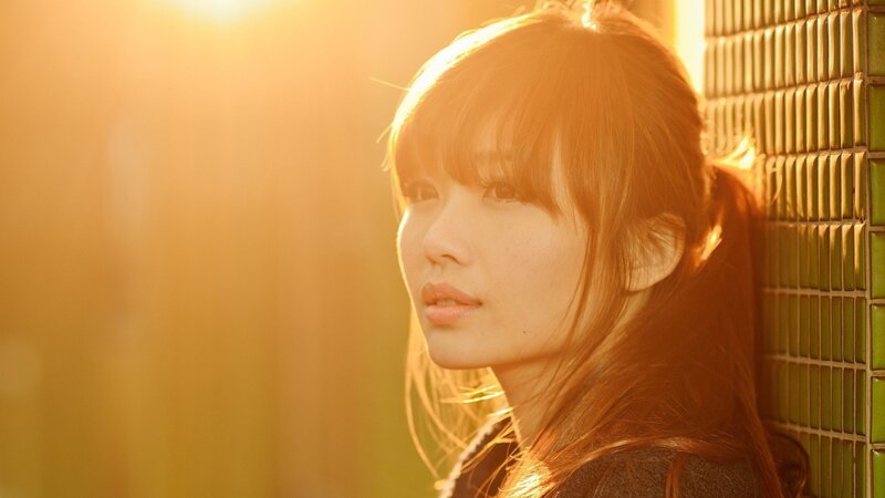 woman in golden sunlight