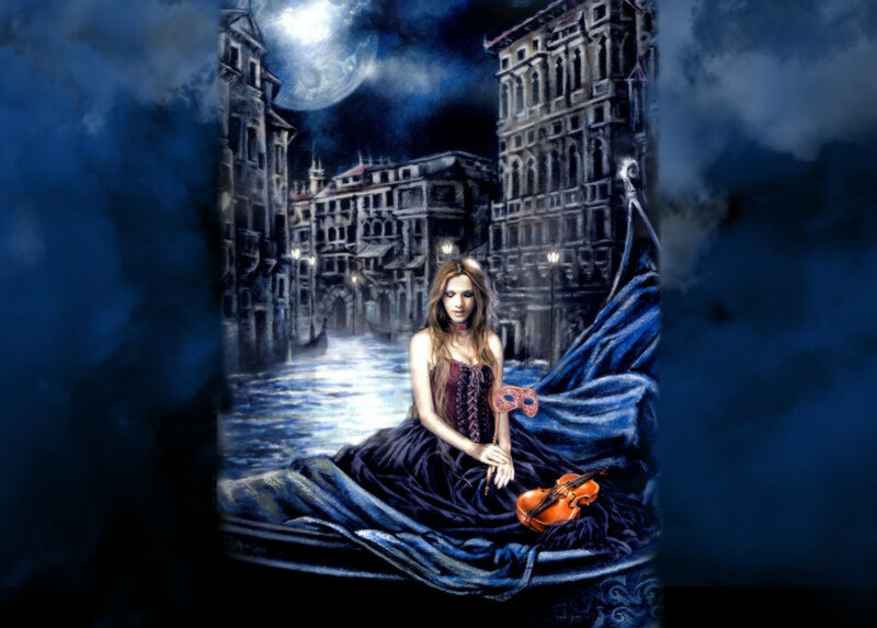 Woman in Gondola — Blue