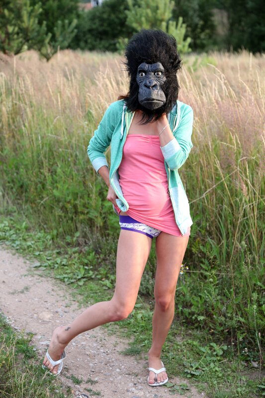 woman in gorilla mask