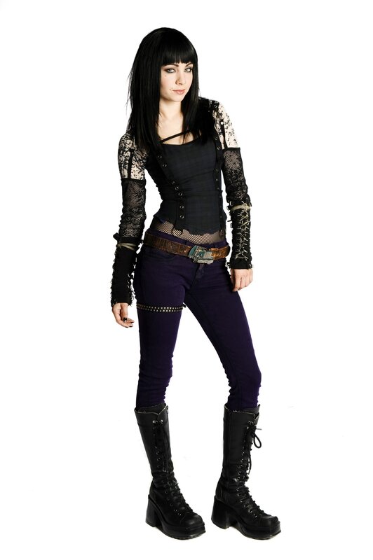 woman in goth-style outfit