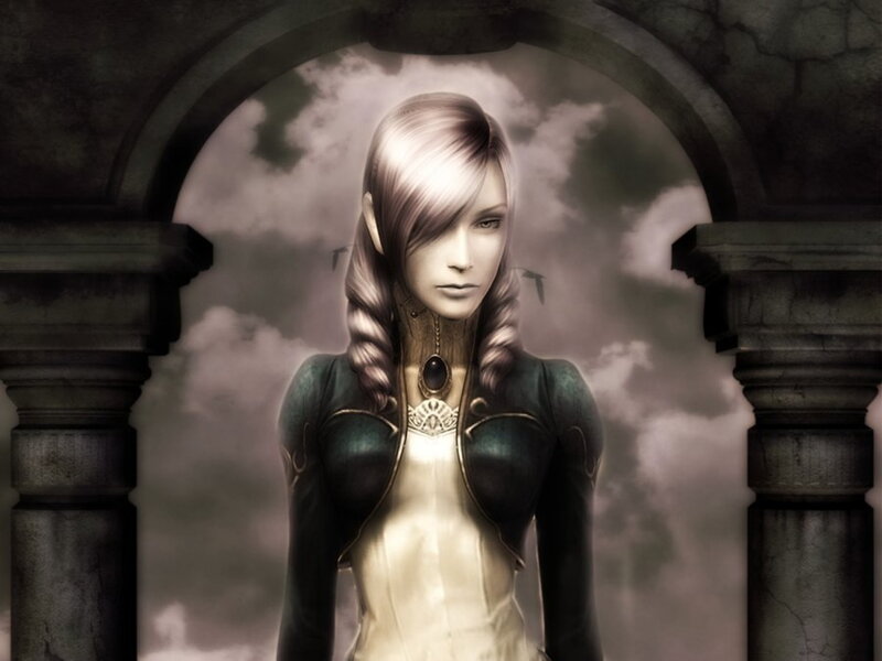 woman in gothic archway