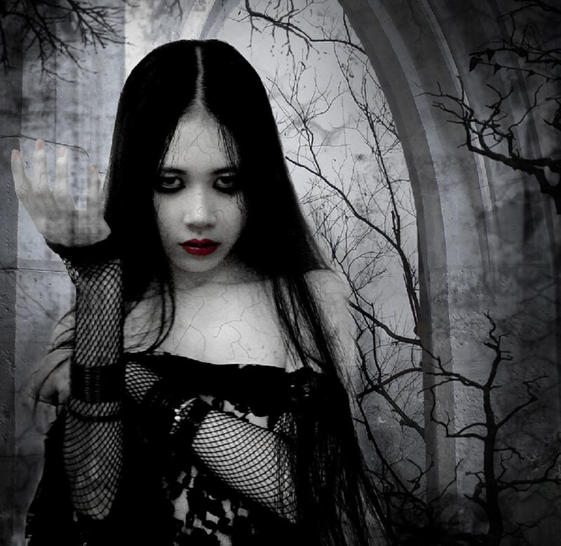 Woman in Gothic Attire — Black, Dark