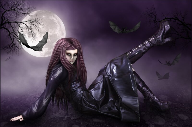 woman in gothic attire under moon