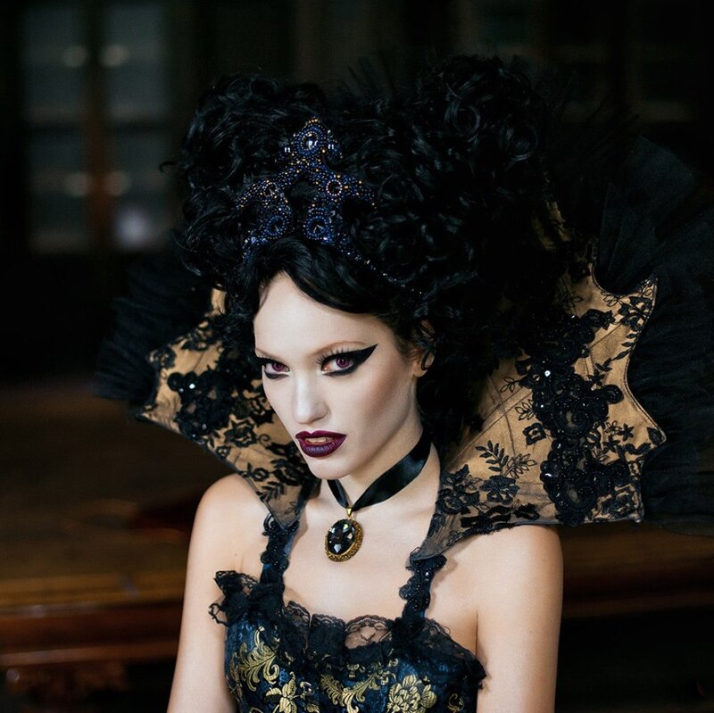Woman in Gothic Costume — Black, Dramatic, Photograph, Makeup