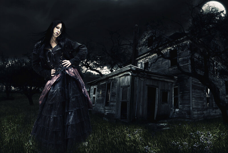 Woman in Gothic Dress — Black, Dark