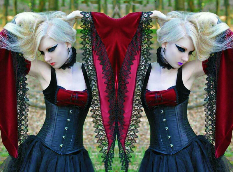 Woman in Gothic Dress — Black, Dramatic, Photograph, Corset