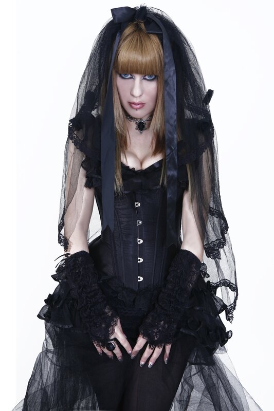 Woman in Gothic Dress — Black, Dramatic, Photograph, Veil