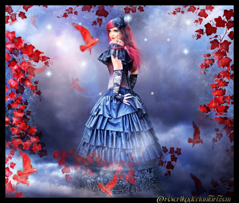 Woman in Gothic Dress — Blue, Fantastical