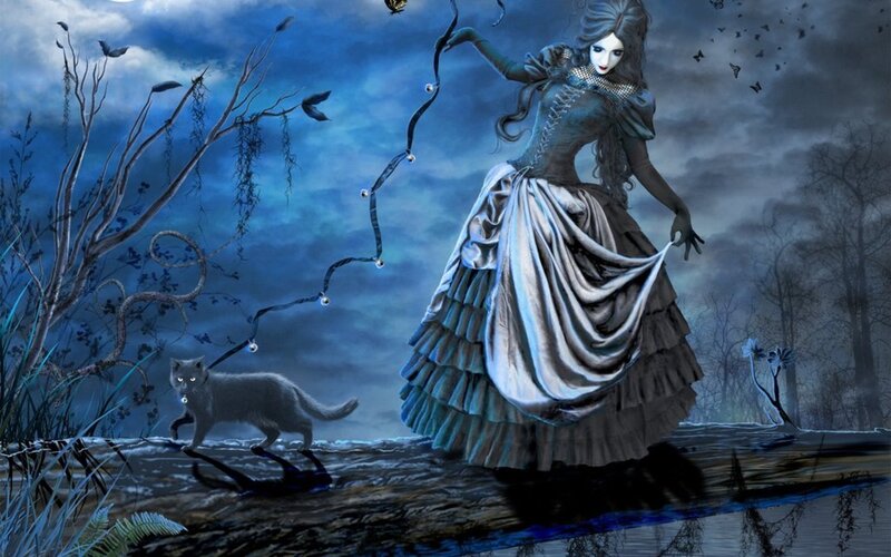 Woman in Gothic Dress — Blue