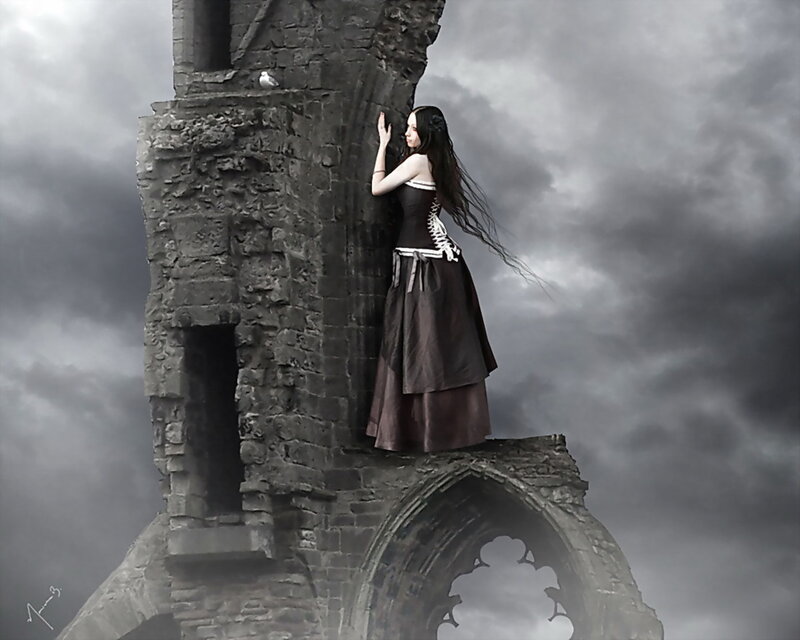 Woman in Gothic Dress — Gray
