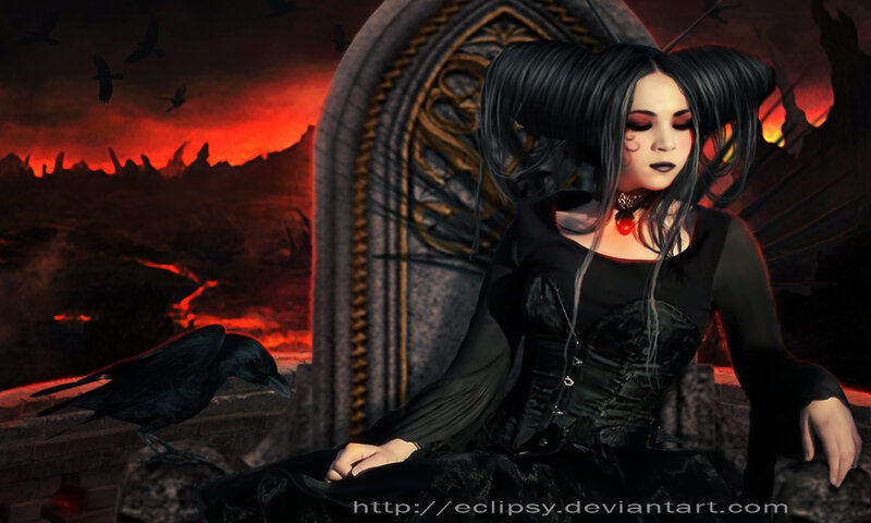 woman in gothic dress on throne