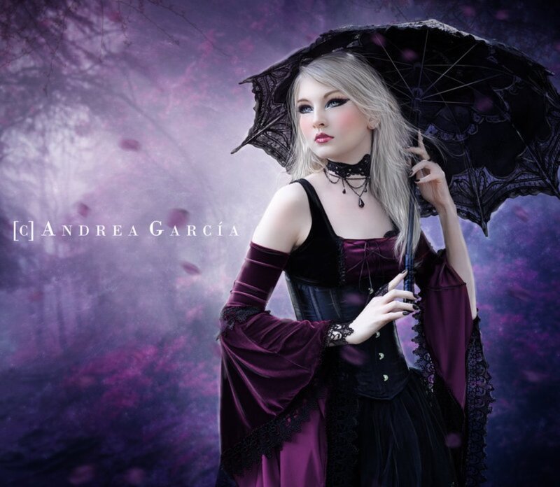 Woman in Gothic Dress — Purple, Dramatic