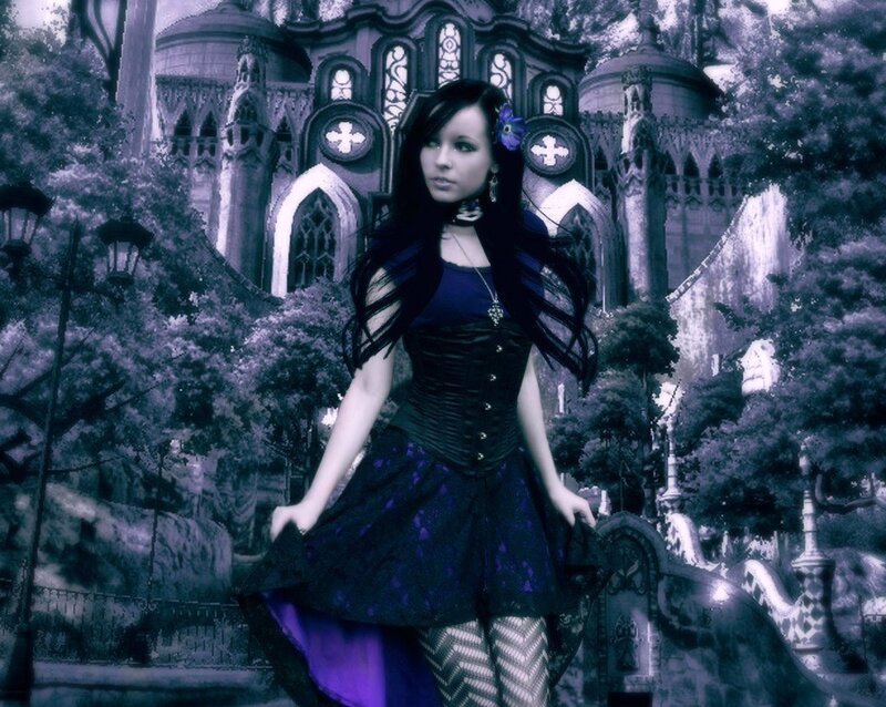 Woman in Gothic Dress — Purple