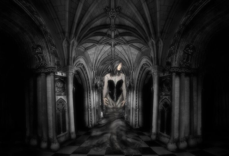 Woman in Gothic Hall