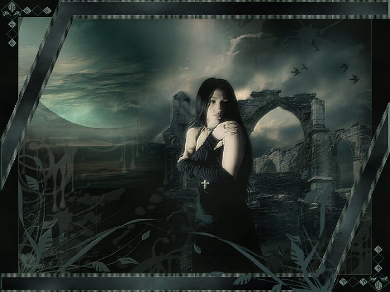 woman in gothic ruins