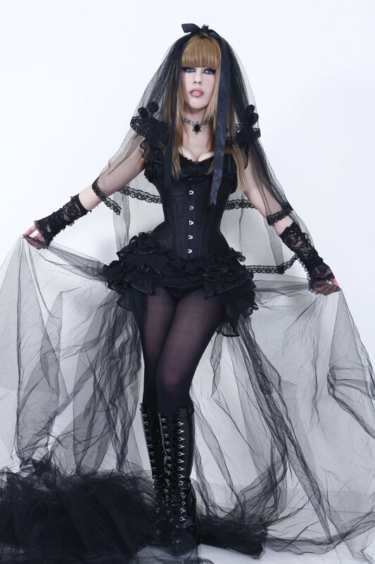 woman in gothic wedding dress