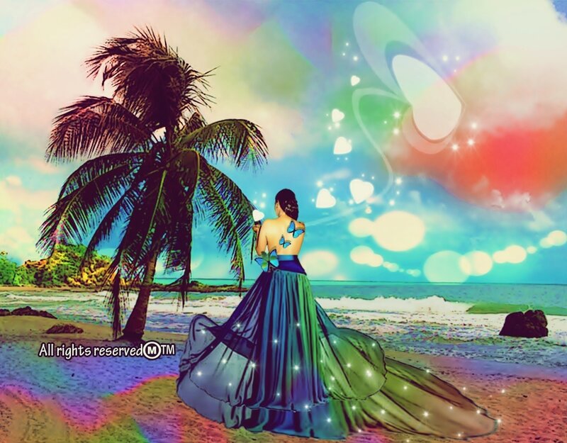 Woman in Gown on Beach