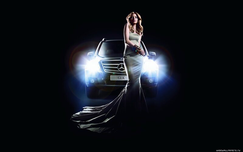 Woman in gown with Mercedes GLK
