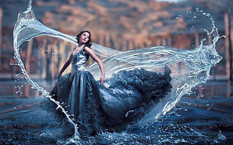 Woman in Gown with Water