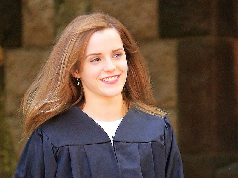 Woman in Graduation Gown — Blue