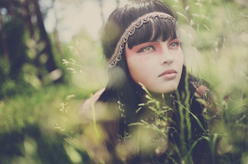 Woman in Grassy Field — Green