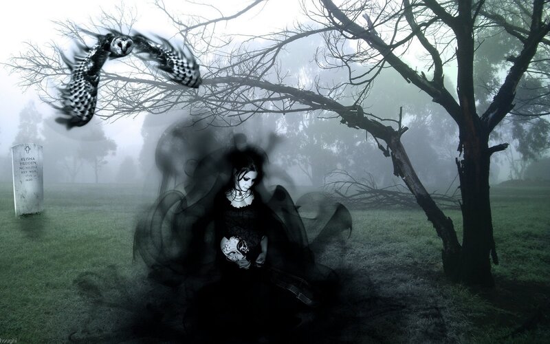 Woman in Graveyard — Black, Dark
