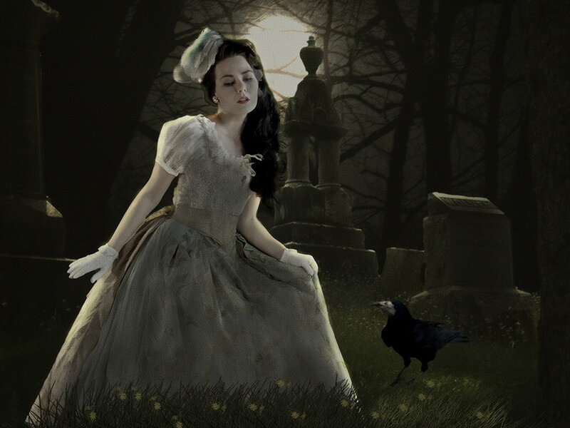 Woman in Graveyard — Black, Dramatic