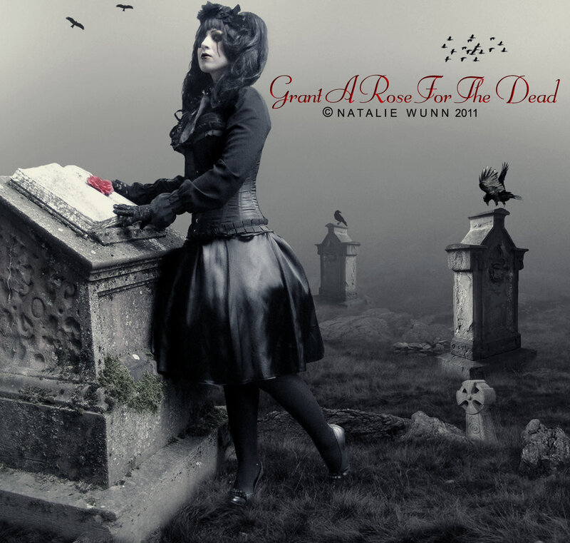 Woman in Graveyard — Black, Somber, Night