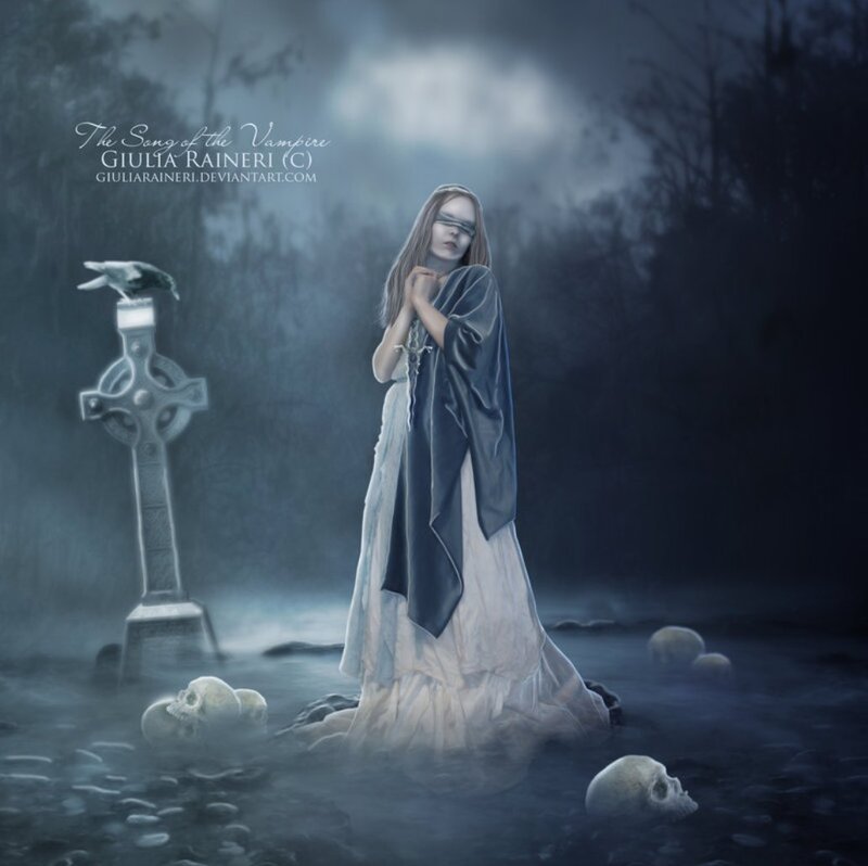 Woman in Graveyard — Blue