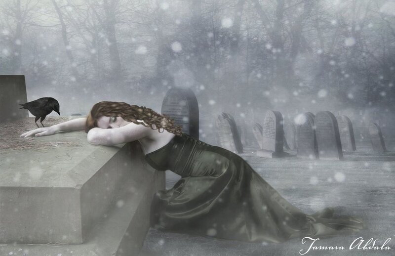 Woman in Graveyard — Gray