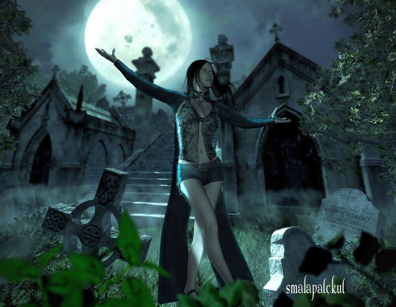 Woman in Graveyard — Green
