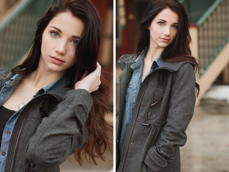 woman in gray coat