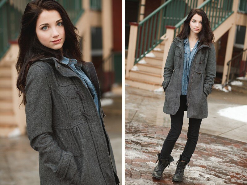 woman in gray coat outdoors