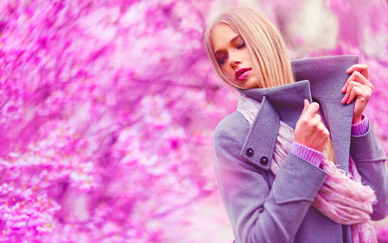 Woman in Gray Coat — Pink