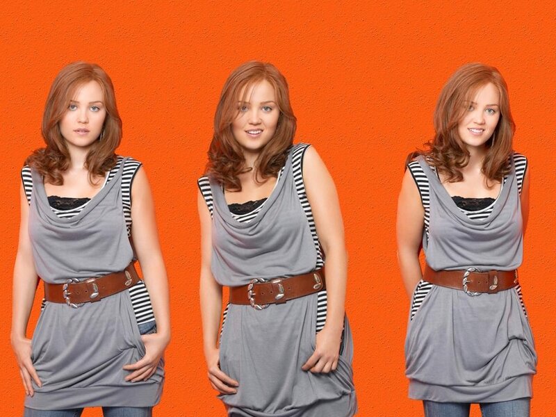 Woman in Gray Dress — Orange