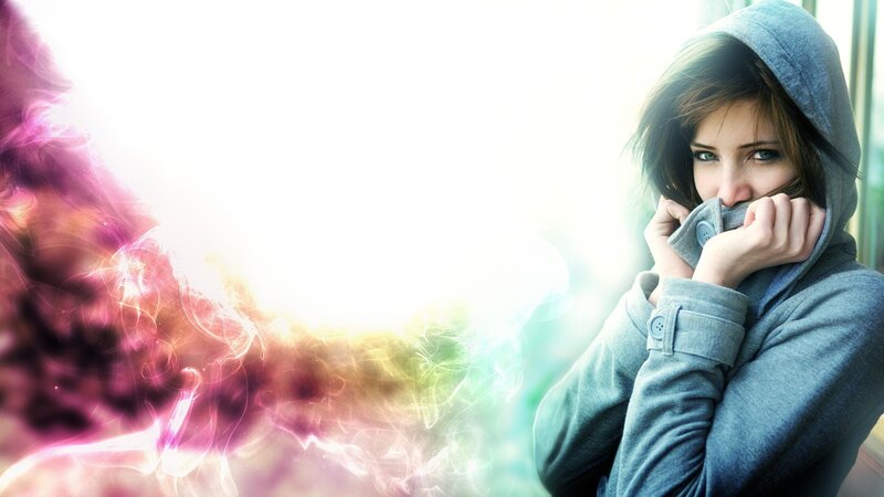 Woman in Gray Hoodie — Dramatic, Digital Art