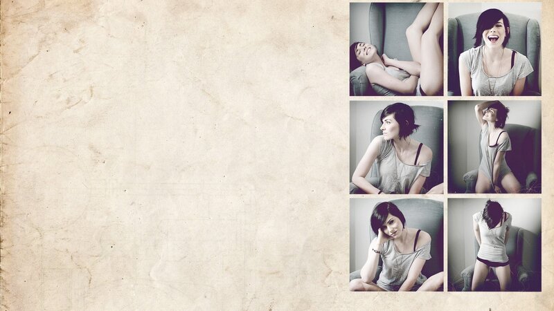 woman in gray shirt collage