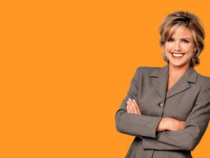 Woman in Gray Suit — Orange
