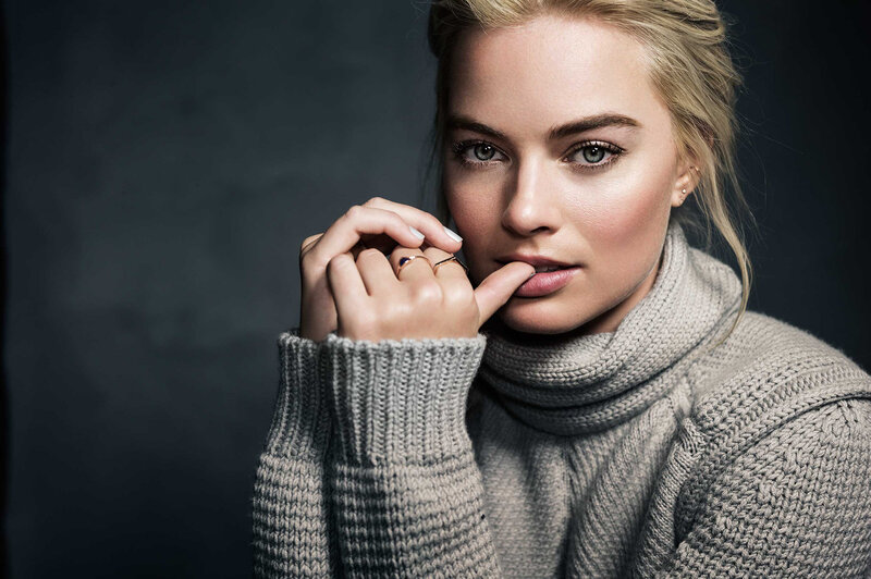 Woman in Gray Sweater — Dramatic, Photograph, Rings