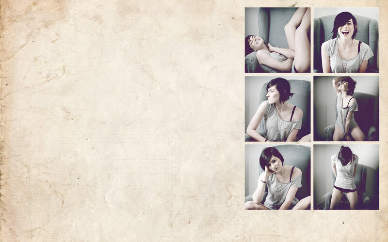 woman in gray t-shirt collage