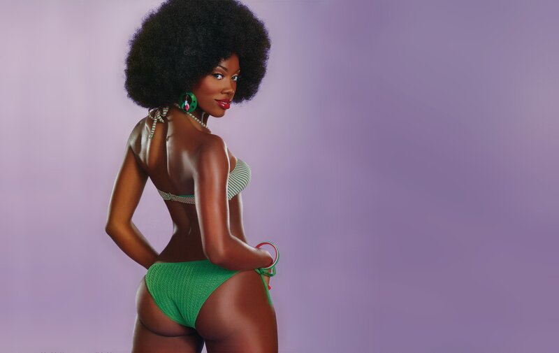 woman in green bikini