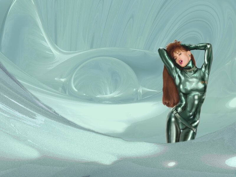 woman in green bodysuit