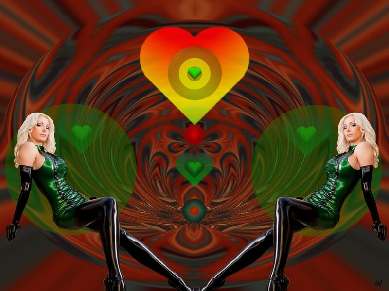 Woman in Green Bodysuit — Red