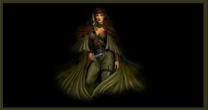 Woman in Green Cloak — Dramatic, Night, Digital Art